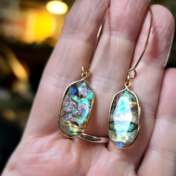 Abalone 14k gold handmade earrings - Picture 7 of 9